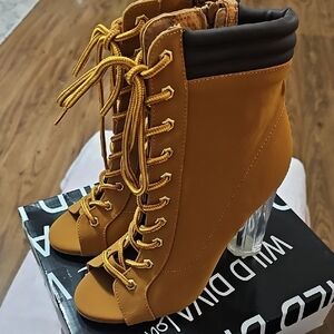 Wild Diva Tan Lace Up Boots with Durable Construction